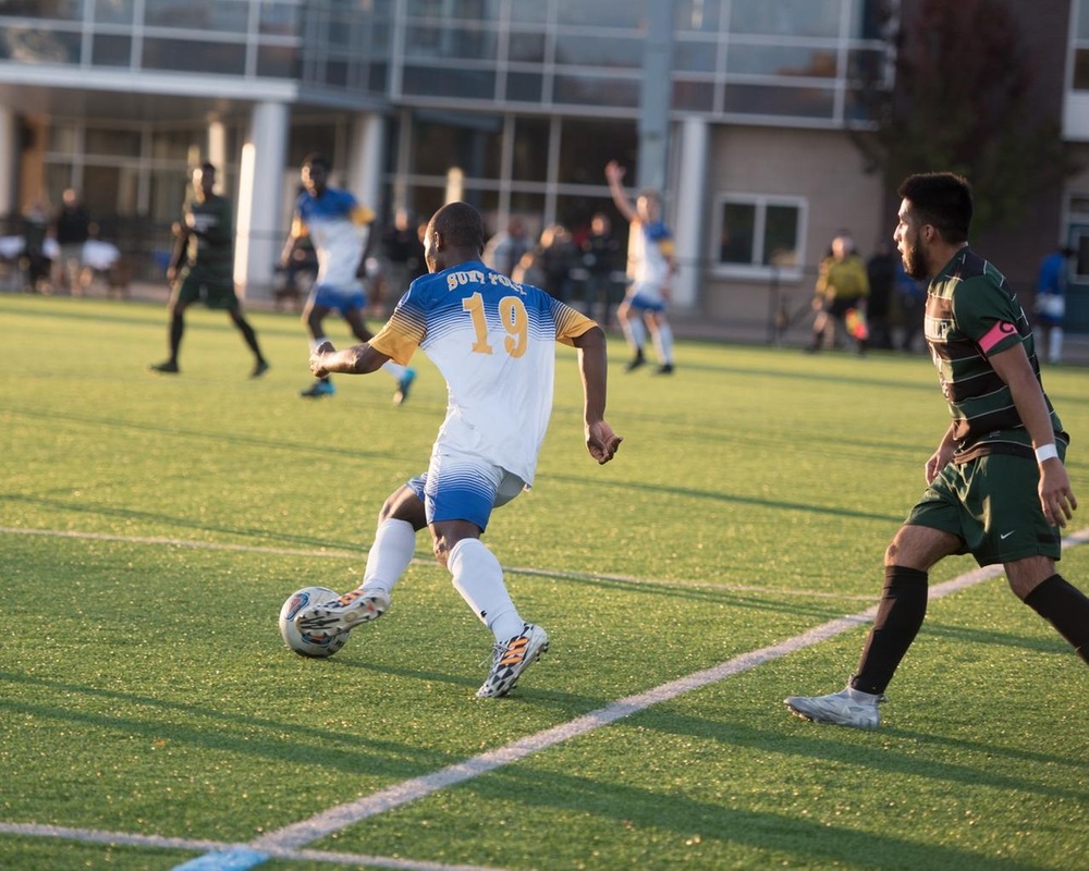 MSOC: Alonge's Two Goals Help SUNY Poly Advance to NEAC Final Four.
